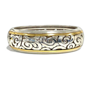 34867  Brighton Spin Master Two Tone Swirly Hinged Bracelet 6.5" 54g